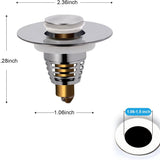 Two stainless steel pop-up sink stoppers with hair catcher drain strainers for bathroom sink and tub drains - view 3