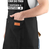 Black men's funny BBQ grill apron with 3 pockets and adjustable neck strap reading Don't Worry I Can Do This - view 4