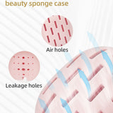 Pink silicone makeup sponge holder travel case with ventilation holes and hanging lanyard by Annaove - view 6