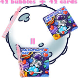 42-pack Nasidear astronaut space Valentine's Day cards paired with colorful mini bubble wands in 6 unique designs - view 3