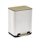 SunnyPoint 6L Step-On Trash Can – Slow-Close Lid, White & Gold Metal
