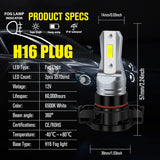 Two HAISECA H16 5202 LED fog light bulbs with black housing, 3800LM 6000K white, plug-and-play design - view 7