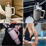 Four pink silicone mushroom-shaped straw toppers for 10mm reusable straws compatible with 30 and 40oz tumblers - view 5