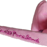Pink Kuromi kawaii plush ear headband with soft fabric ears, shown as cosplay costume hairband accessory - view 3