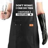 Black men's funny BBQ grill apron with 3 pockets and adjustable neck strap reading Don't Worry I Can Do This - view 5