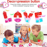24 multicolor heart-shaped silicone pop fidget keychains each paired with a Valentine's Day greeting card - view 3