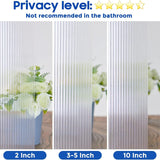 Reeded frosted static cling privacy window film 17.5x78.7 inches with vertical stripe pattern applied to glass window - view 6