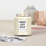 White glass jar candle labeled Mom's Last Nerve with humorous quote, lavender scented 8oz soy wax candle for moms - view 7
