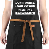 Black men's funny BBQ grill apron with 3 pockets and adjustable neck strap reading Don't Worry I Can Do This - view 7