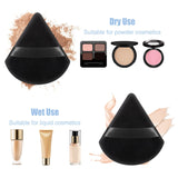 Six black and white triangle and round velour powder puffs by Pimoys arranged in a set, 2.76 inch makeup sponges - view 2