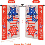 Double-sided 12x18 inch burlap garden flag with red white and blue patriotic stars and stripes for 4th of July yard decor - view 3