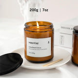 Xeptle 7oz lime basil citrus scented soy wax candle in black glass jar with ribbon accent, odor eliminating - view 2