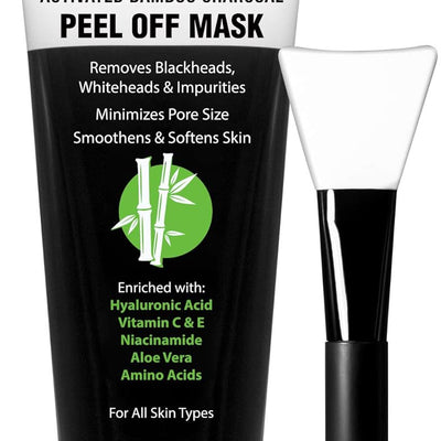 Ebanel charcoal peel off face mask black gel with applicator brush, blackhead remover 3.52 fl oz bottle