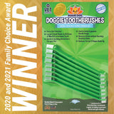 Bodhi Dog dual-ended green pet toothbrush 8-pack with soft silicone bristles for dogs and cats in retail packaging - view 2