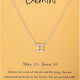 Cyberny Gemini Zodiac Pendant Necklace – 18K White Gold Plated Rolo Chain