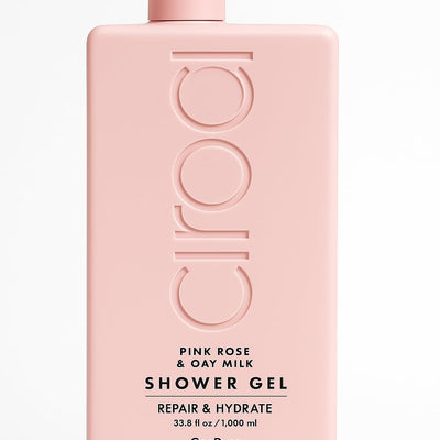 Ciroa 1000ml pink rose and oat milk shower gel jumbo bottle, hydrating vegan body wash for dry skin