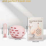 Pink silicone makeup sponge holder travel case with ventilation holes and hanging lanyard by Annaove - view 7