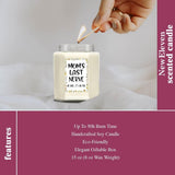 White glass jar candle labeled Mom's Last Nerve with humorous quote, lavender scented 8oz soy wax candle for moms - view 3