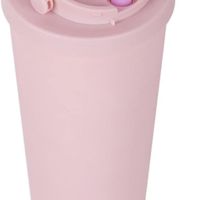 Pink 29oz KRRFDP insulated tumbler with handle, straw, and leak-proof lid on white background