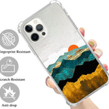 Colorful abstract mountain sunrise art TPU phone case for iPhone 13 Pro Max 6.7 inch in multicolor landscape design - view 2