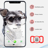 WhoseID silicone QR code NFC pet ID tag in multiple colors shown on a dog collar, waterproof smart tag - view 6