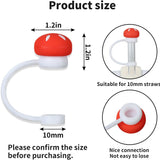 Four pink silicone mushroom-shaped straw toppers for 10mm reusable straws compatible with 30 and 40oz tumblers - view 4
