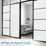 Coavas frosted white vinyl privacy window film applied to a clear glass window blocking view while allowing natural light - view 2