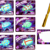 24 glow-in-the-dark rubber bug toys with Valentine's Day cards arranged on a surface, fluorescent green bugs by Axbotoy - view 6