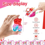 24 multicolor heart-shaped silicone pop fidget keychains each paired with a Valentine's Day greeting card - view 2