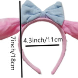 Pink Kuromi kawaii plush ear headband with soft fabric ears, shown as cosplay costume hairband accessory - view 2