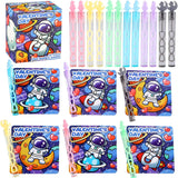 42-pack Nasidear astronaut space Valentine's Day cards paired with colorful mini bubble wands in 6 unique designs