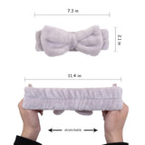 Two soft microfiber bow headbands in black and gray with removable bowknot accents, spa makeup headbands for women - view 2