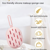 Pink silicone makeup sponge holder travel case with ventilation holes and hanging lanyard by Annaove - view 4