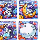 42-pack Nasidear astronaut space Valentine's Day cards paired with colorful mini bubble wands in 6 unique designs - view 4