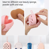 Pink silicone makeup sponge holder travel case with ventilation holes and hanging lanyard by Annaove - view 3