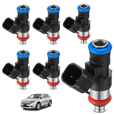 Set of 6 black fuel injectors part 0280158091 with O-rings for Ford Lincoln Mercury 3.5L V6 engines