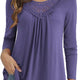 Women's Plus Size Purple Lace Pleated Tunic Blouse - 4XL Short Sleeve